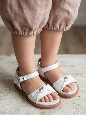 Two Pretty Handcrafted White Leather Knot Sandal